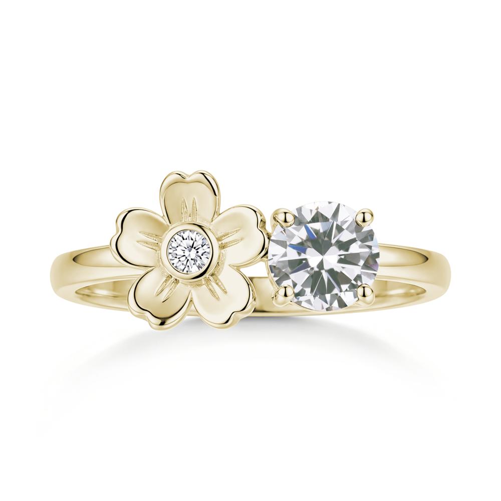 Round Shaped Morganite Flower Ring - LUO Jewelry #gemstone_Cubic Zirconia