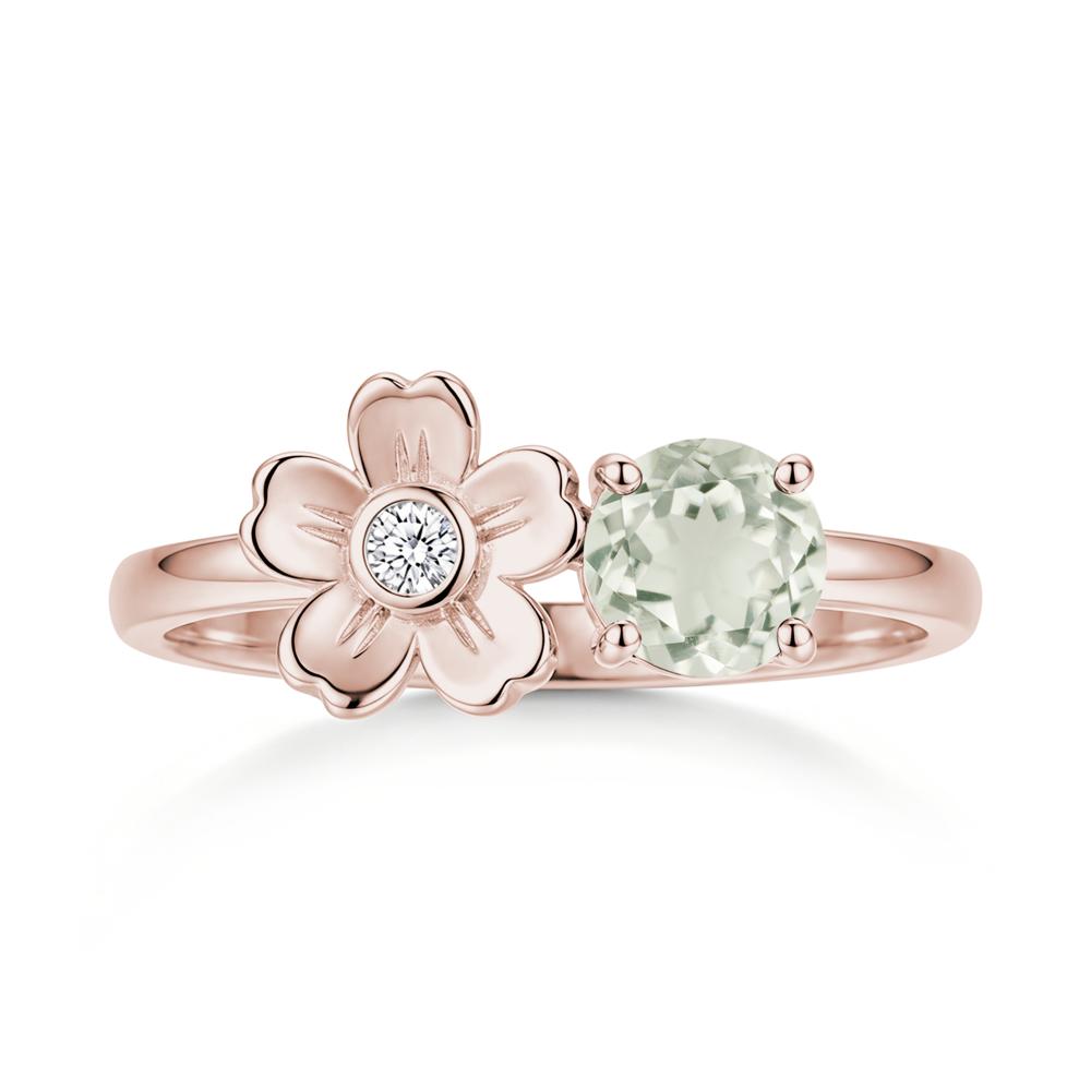 Round Shaped Morganite Flower Ring - LUO Jewelry #gemstone_Green Amethyst