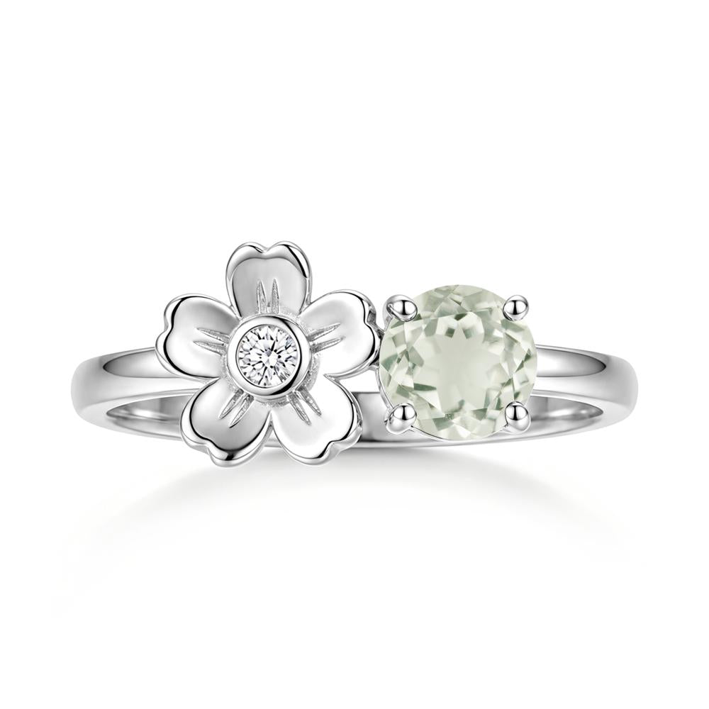 Round Shaped Morganite Flower Ring - LUO Jewelry #gemstone_Green Amethyst