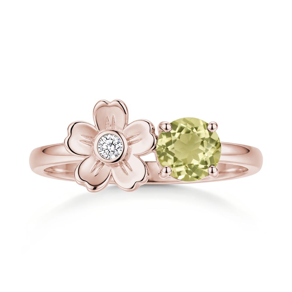 Round Shaped Morganite Flower Ring - LUO Jewelry #gemstone_Lemon Quartz