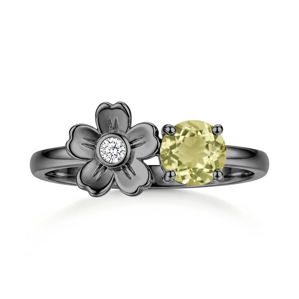 Round Shaped Morganite Flower Ring - LUO Jewelry #gemstone_Lemon Quartz
