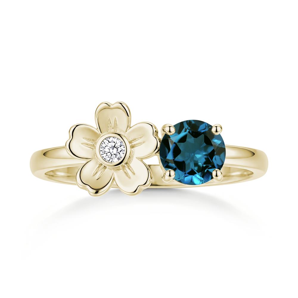 Round Shaped Morganite Flower Ring - LUO Jewelry #gemstone_London Blue Topaz
