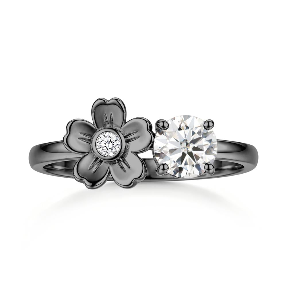 Round Shaped Morganite Flower Ring - LUO Jewelry #gemstone_Moissanite