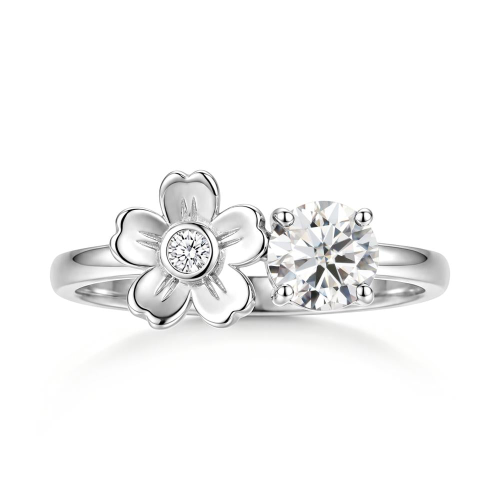 Round Shaped Morganite Flower Ring - LUO Jewelry #gemstone_Moissanite
