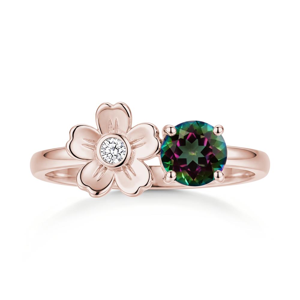 Round Shaped Morganite Flower Ring - LUO Jewelry #gemstone_Mystic Topaz