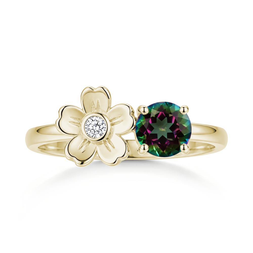 Round Shaped Morganite Flower Ring - LUO Jewelry #gemstone_Mystic Topaz