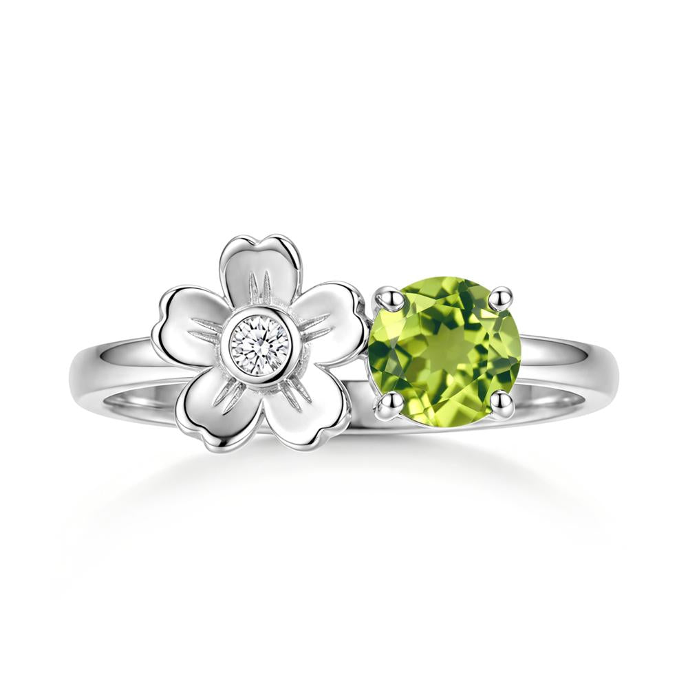 Round Shaped Morganite Flower Ring - LUO Jewelry #gemstone_Peridot