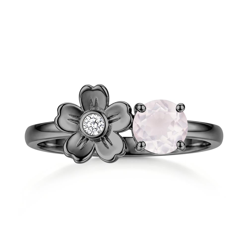 Round Shaped Morganite Flower Ring - LUO Jewelry #gemstone_Rose Quartz