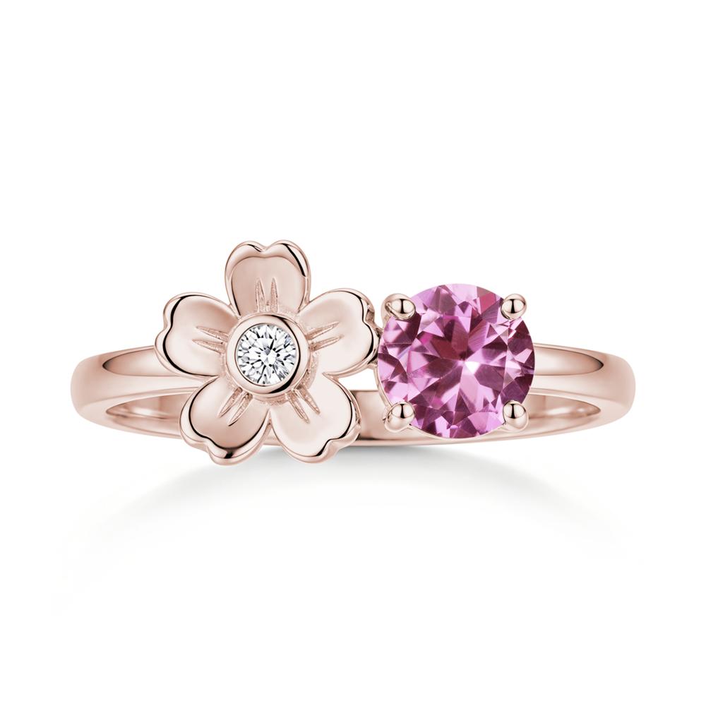 Round Shaped Morganite Flower Ring - LUO Jewelry #gemstone_Pink Sapphire