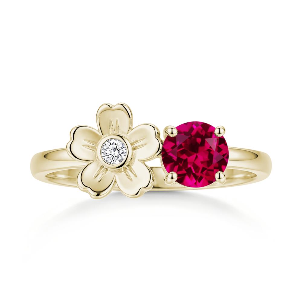 Round Shaped Morganite Flower Ring - LUO Jewelry #gemstone_Ruby