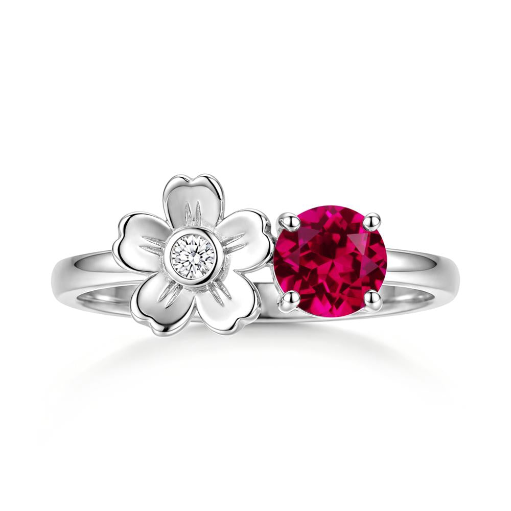 Round Shaped Morganite Flower Ring - LUO Jewelry #gemstone_Ruby