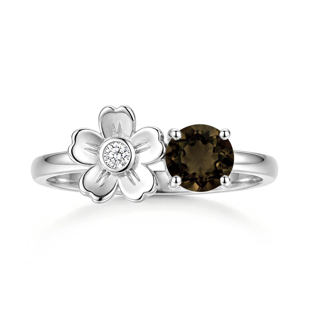 Round Shaped Morganite Flower Ring - LUO Jewelry #gemstone_Smoky Quartz