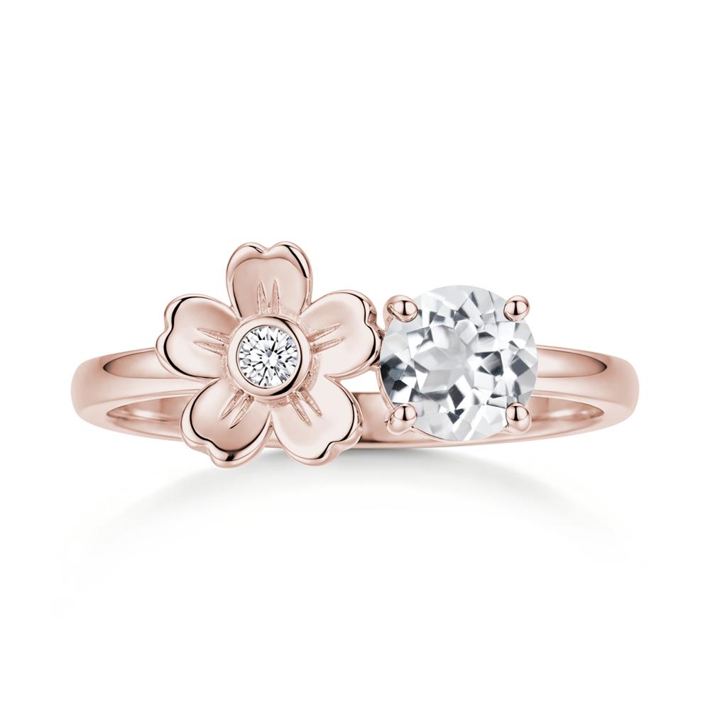 Round Shaped Morganite Flower Ring - LUO Jewelry #gemstone_White Topaz
