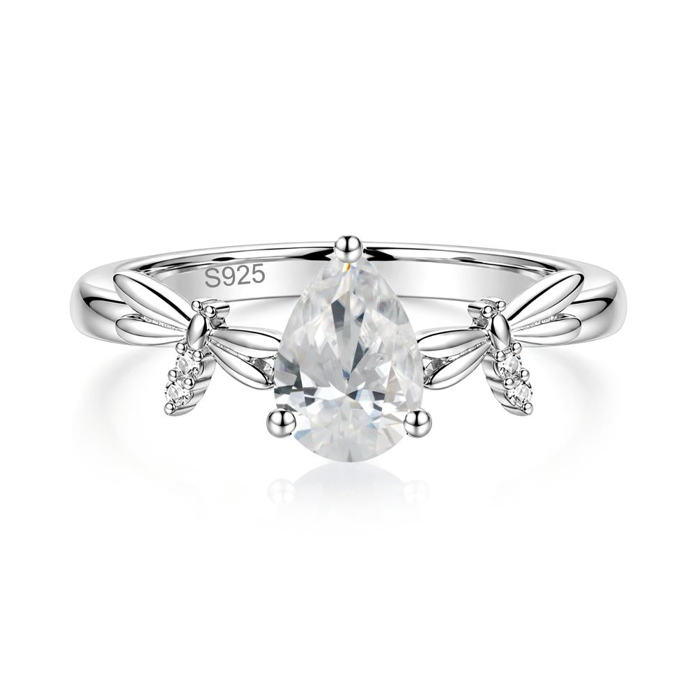 Pear Cut London Blue Topaz Dragonfly Ring - LUO Jewelry #gemstone_Cubic Zirconia