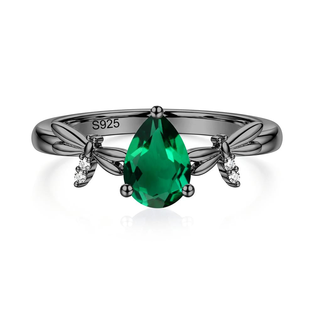 Pear Cut London Blue Topaz Dragonfly Ring - LUO Jewelry #gemstone_Emerald