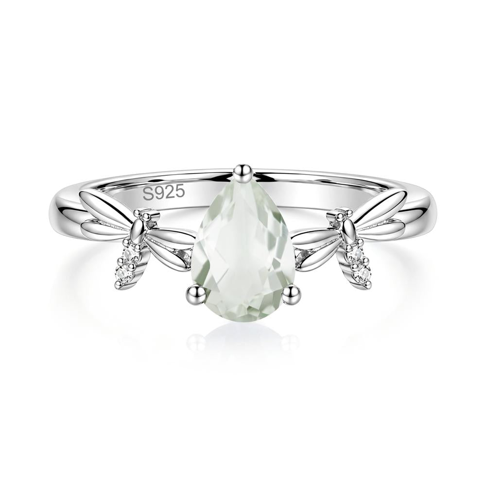 Pear Cut London Blue Topaz Dragonfly Ring - LUO Jewelry #gemstone_Green Amethyst