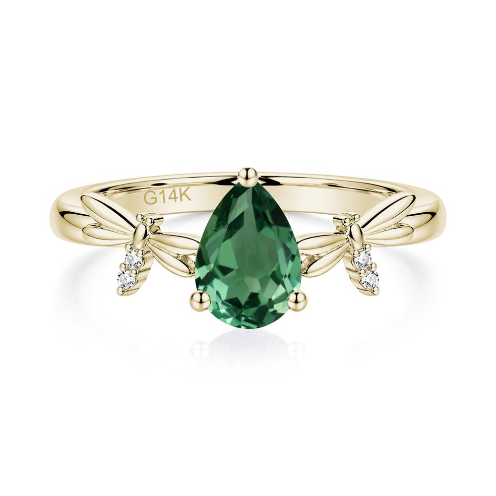 Pear Cut London Blue Topaz Dragonfly Ring - LUO Jewelry #gemstone_Green Sapphire