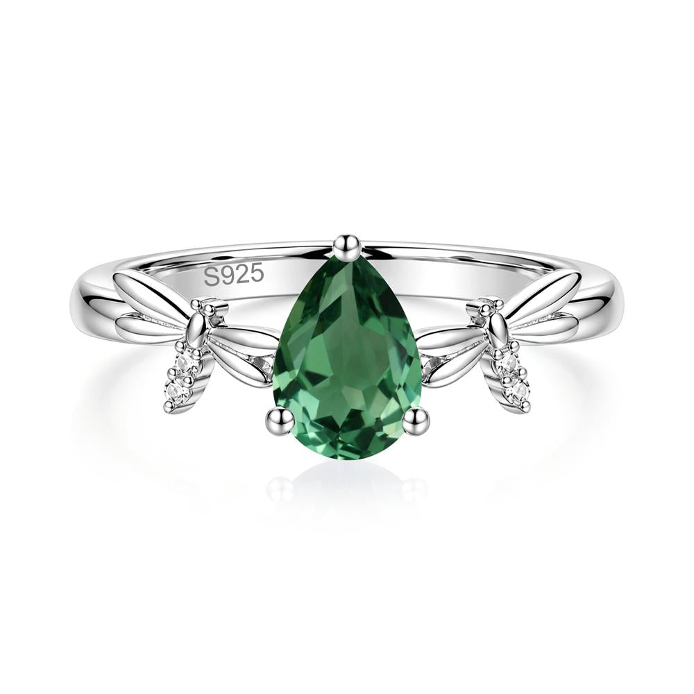 Pear Cut London Blue Topaz Dragonfly Ring - LUO Jewelry #gemstone_Green Sapphire