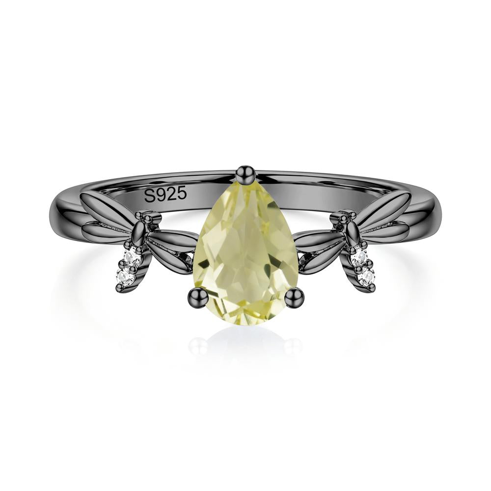 Pear Cut London Blue Topaz Dragonfly Ring - LUO Jewelry #gemstone_Lemon Quartz