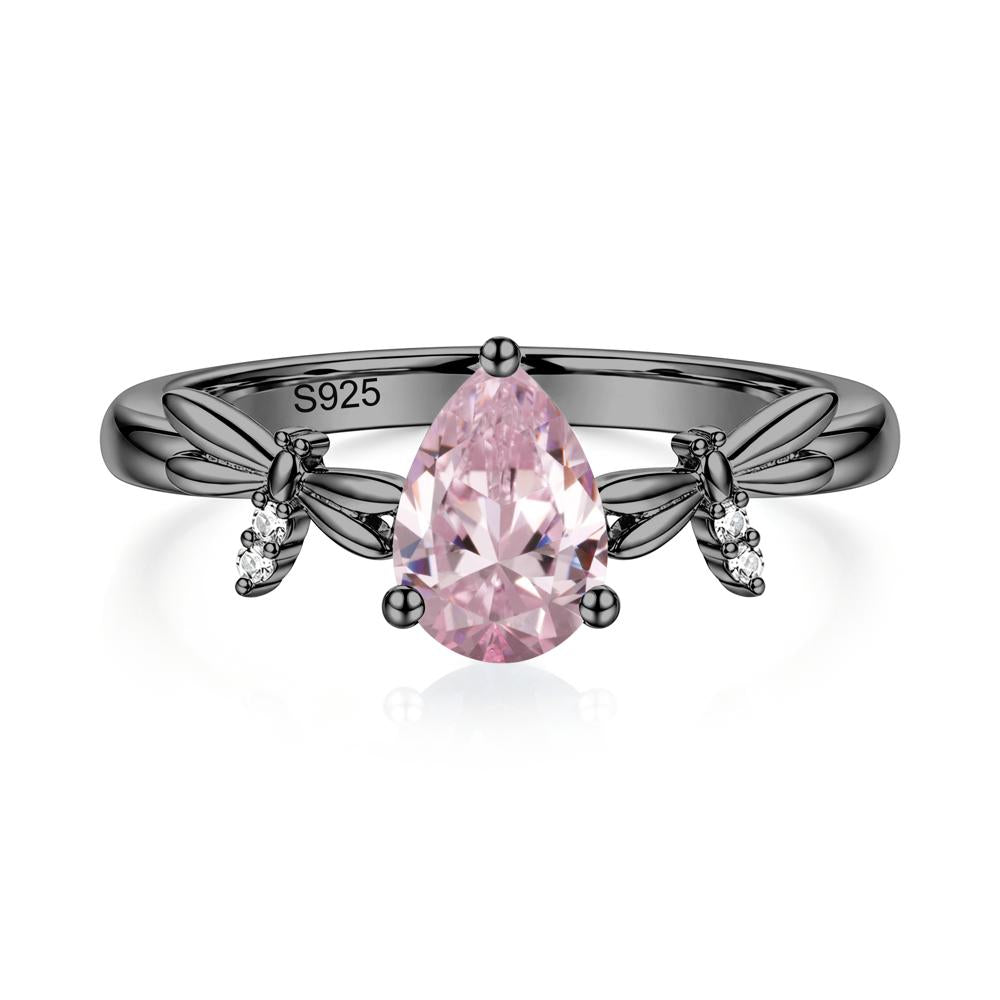 Pear Cut London Blue Topaz Dragonfly Ring - LUO Jewelry #gemstone_Pink Cubic Zirconia