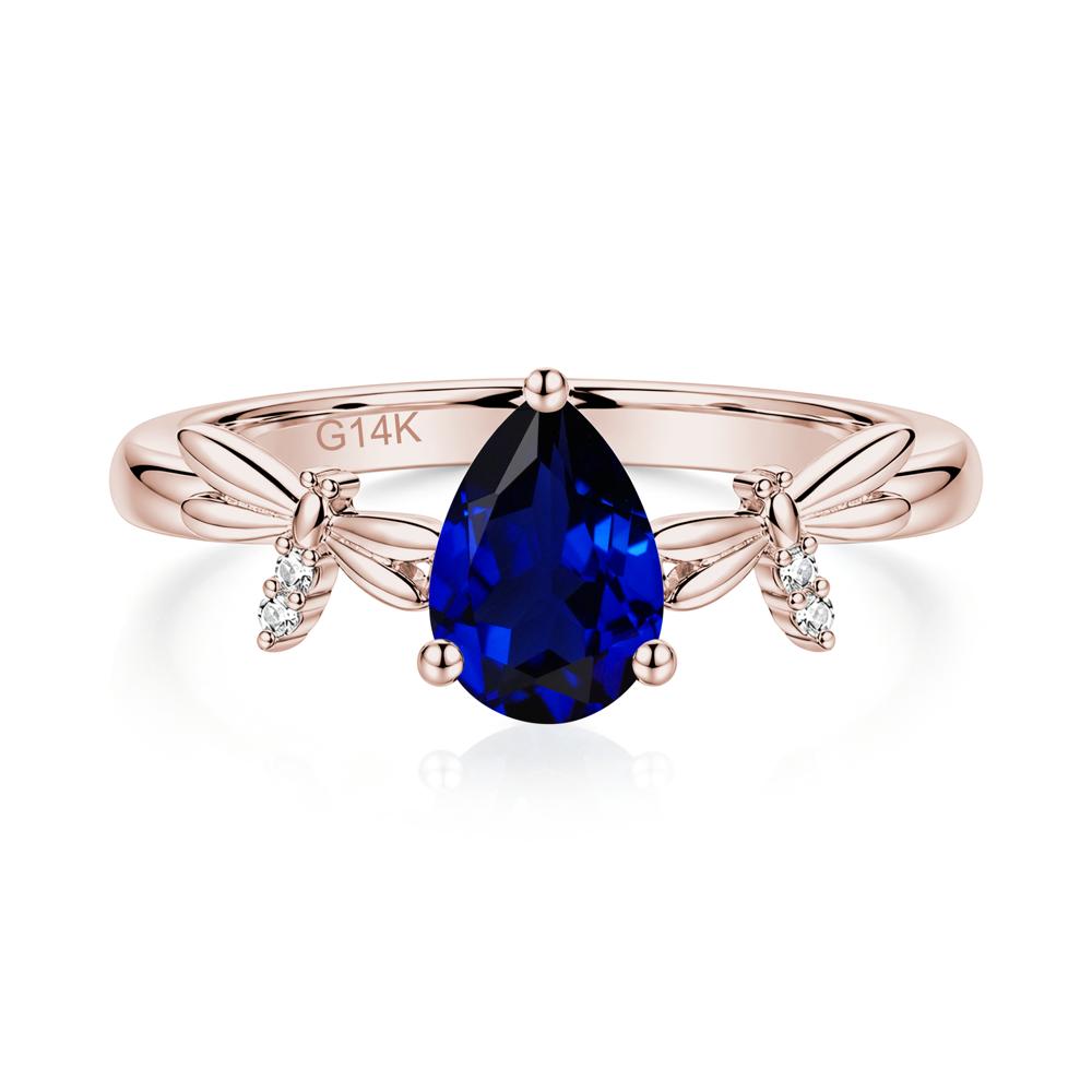 Pear Cut London Blue Topaz Dragonfly Ring - LUO Jewelry #gemstone_Sapphire