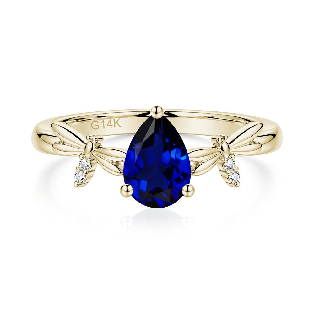 Pear Cut London Blue Topaz Dragonfly Ring - LUO Jewelry #gemstone_Sapphire