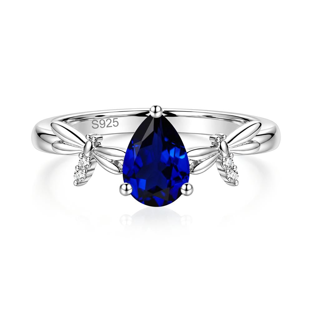 Pear Cut London Blue Topaz Dragonfly Ring - LUO Jewelry #gemstone_Sapphire