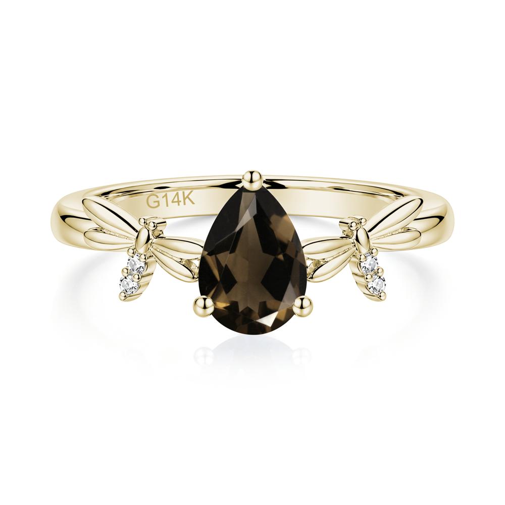 Pear Cut London Blue Topaz Dragonfly Ring - LUO Jewelry #gemstone_Smoky Quartz