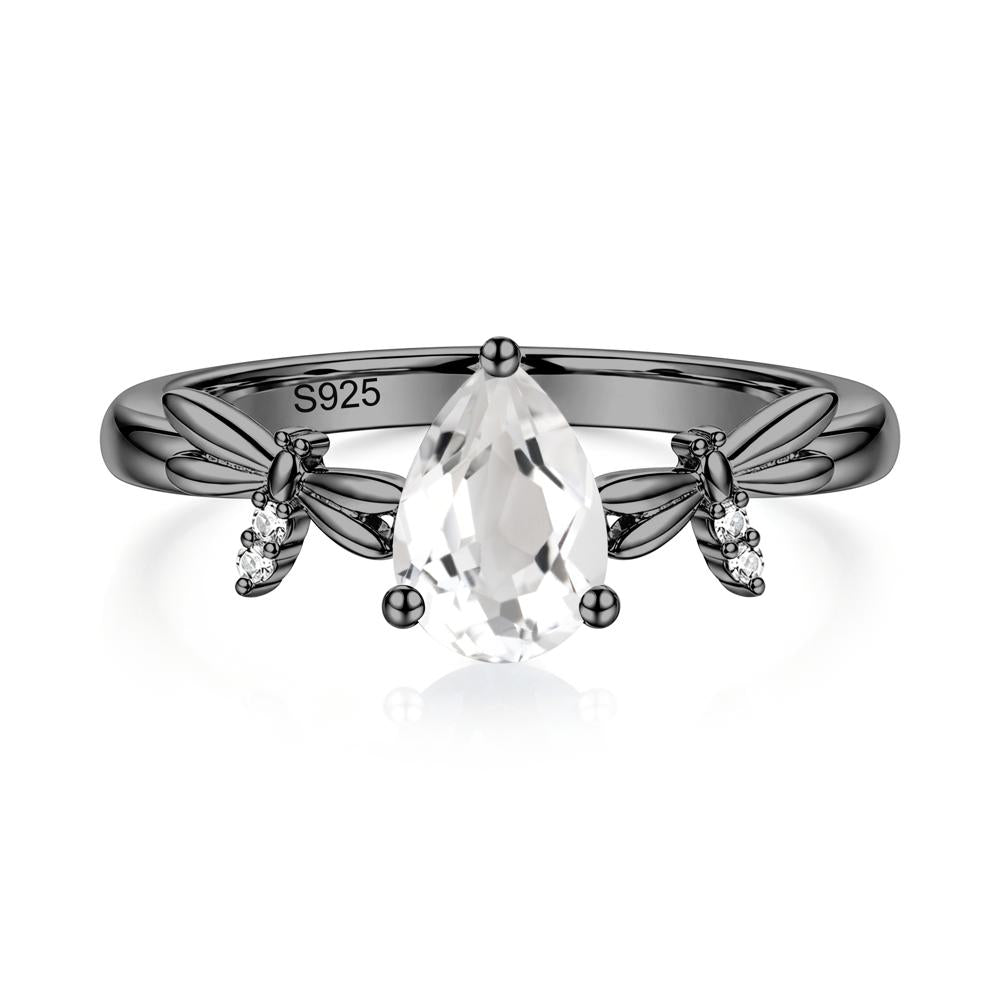 Pear Cut London Blue Topaz Dragonfly Ring - LUO Jewelry #gemstone_White Topaz