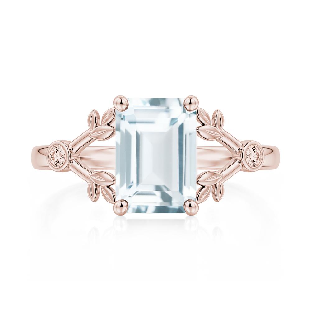 Emerald Cut Amethyst Leaf Split Ring - LUO Jewelry #gemstone_Aquamarine