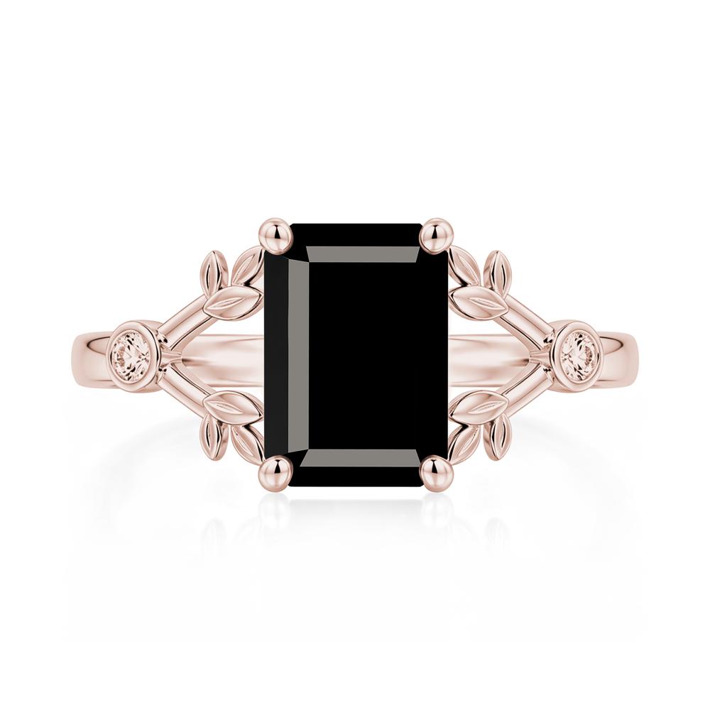 Emerald Cut Amethyst Leaf Split Ring - LUO Jewelry #gemstone_Black Spinel