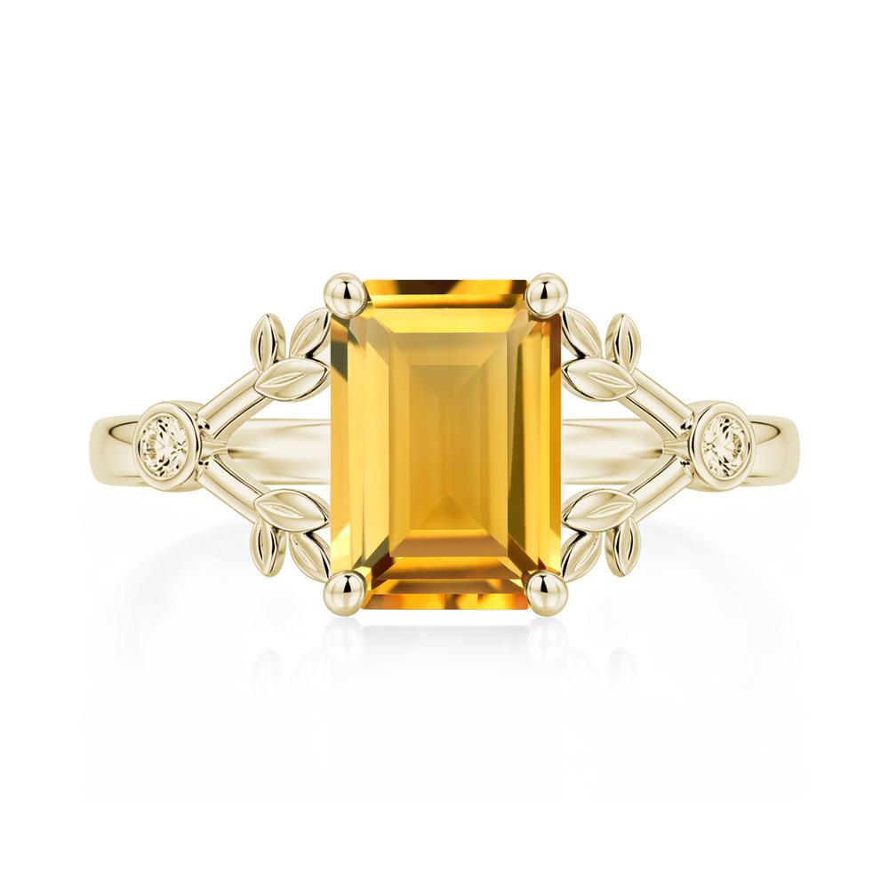 Emerald Cut Amethyst Leaf Split Ring - LUO Jewelry #gemstone_Citrine