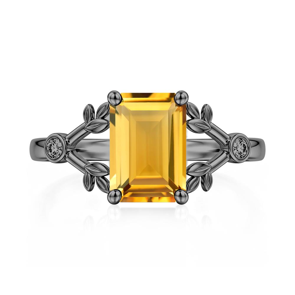 Emerald Cut Amethyst Leaf Split Ring - LUO Jewelry #gemstone_Citrine