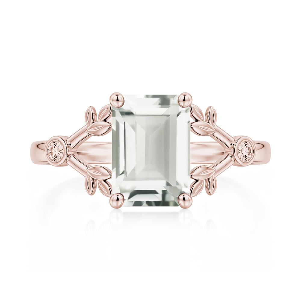 Emerald Cut Amethyst Leaf Split Ring - LUO Jewelry #gemstone_Green Amethyst