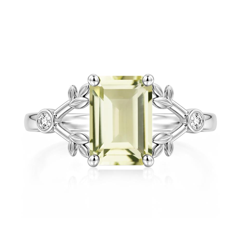 Emerald Cut Amethyst Leaf Split Ring - LUO Jewelry #gemstone_Lemon Quartz