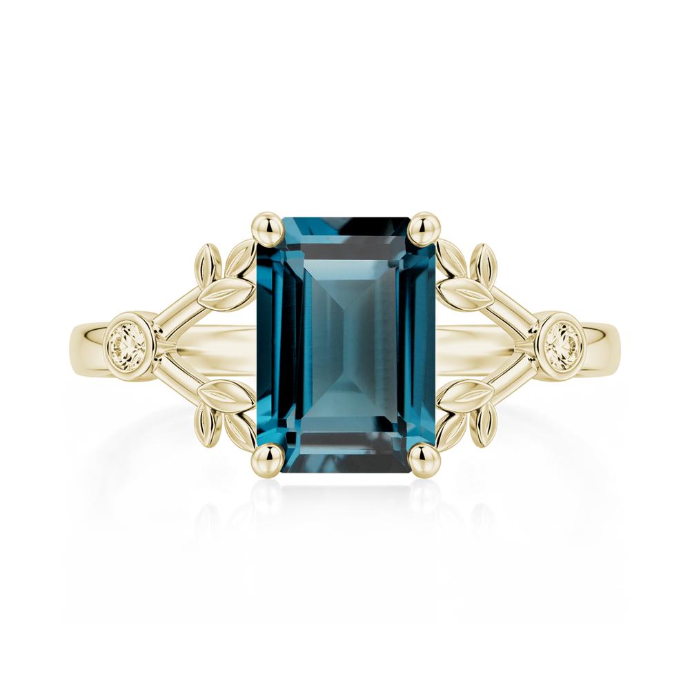 Emerald Cut Amethyst Leaf Split Ring - LUO Jewelry #gemstone_London Blue Topaz