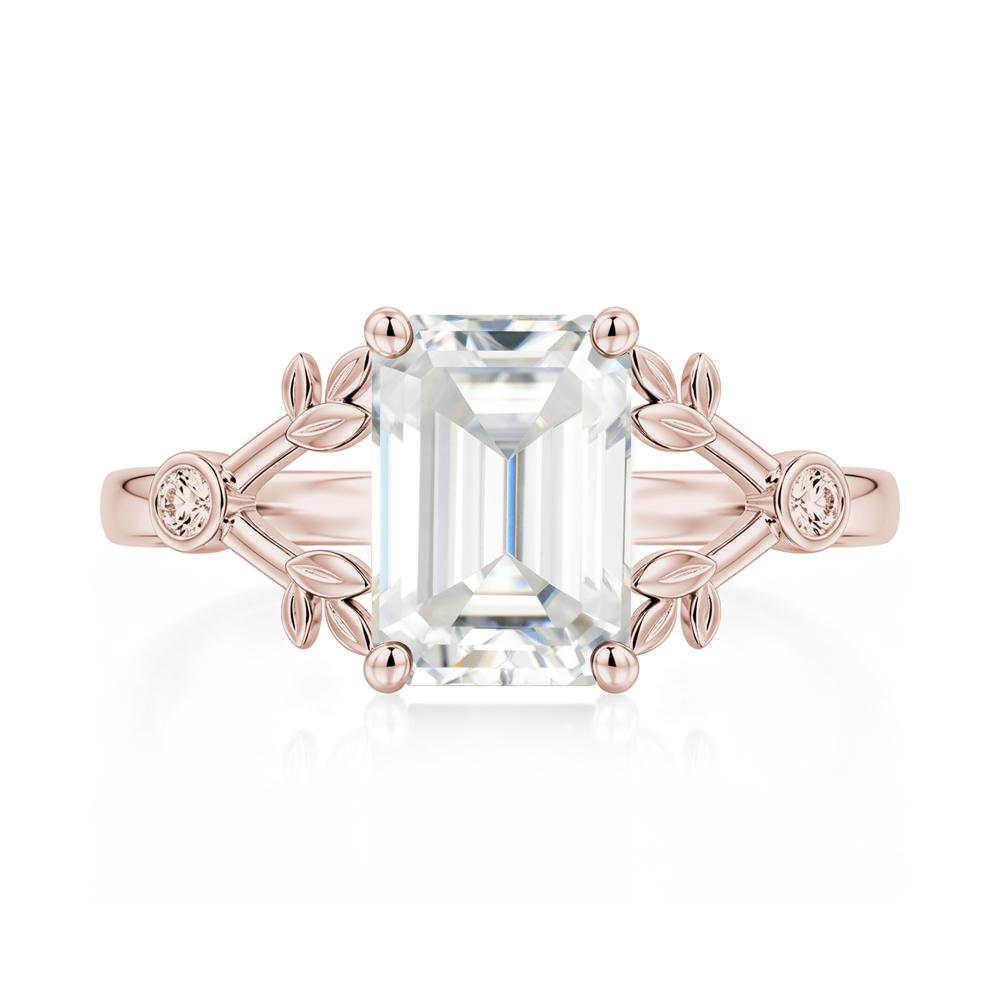 Emerald Cut Amethyst Leaf Split Ring - LUO Jewelry #gemstone_Moissanite