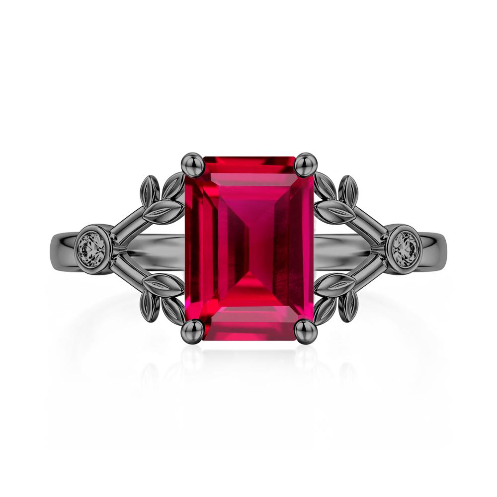 Emerald Cut Amethyst Leaf Split Ring - LUO Jewelry #gemstone_Ruby