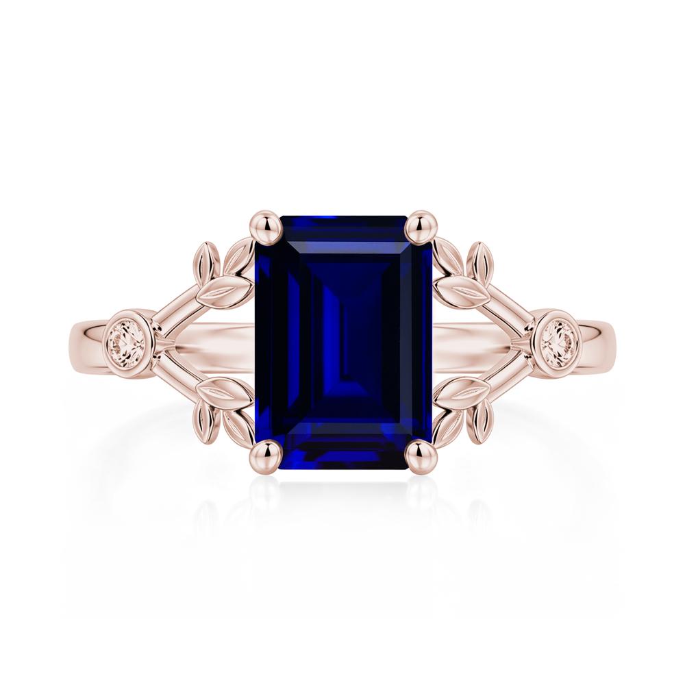 Emerald Cut Amethyst Leaf Split Ring - LUO Jewelry #gemstone_Sapphire