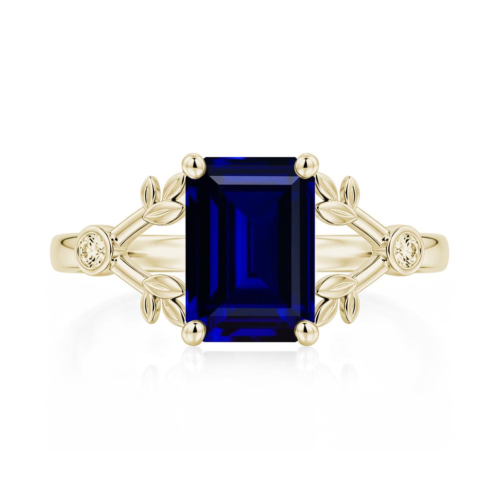 Emerald Cut Amethyst Leaf Split Ring - LUO Jewelry #gemstone_Sapphire