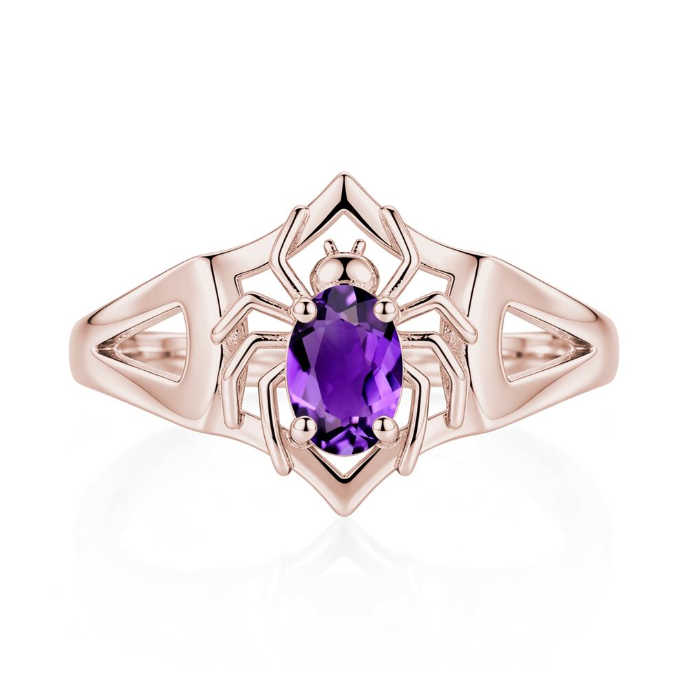 Gothic Rose Quartz Dark Spider Ring - LUO Jewelry #gemstone_Amethyst