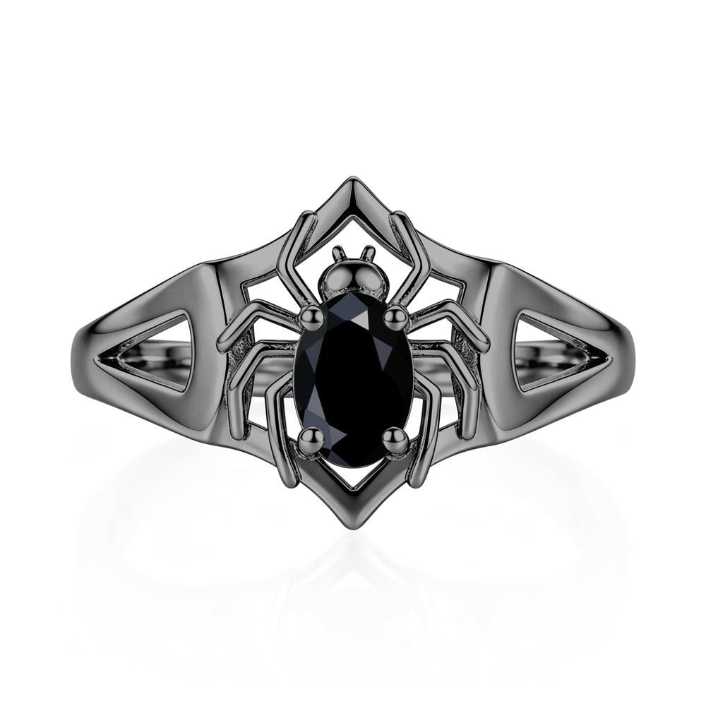 Gothic Rose Quartz Dark Spider Ring - LUO Jewelry #gemstone_Black Spinel