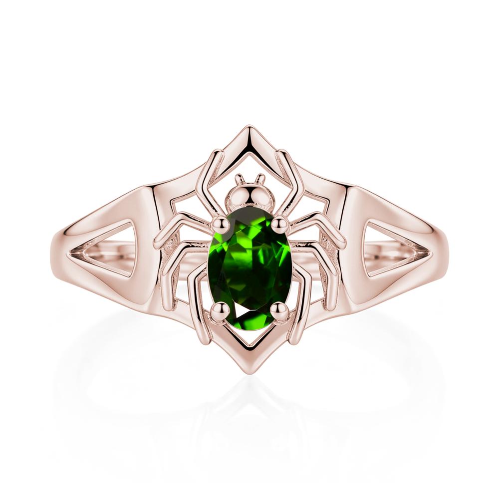 Gothic Rose Quartz Dark Spider Ring - LUO Jewelry #gemstone_Diopside
