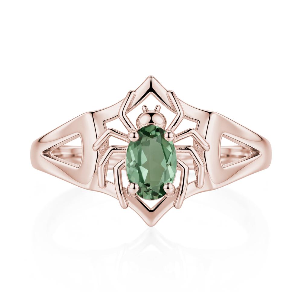 Gothic Rose Quartz Dark Spider Ring - LUO Jewelry #gemstone_Green Sapphire