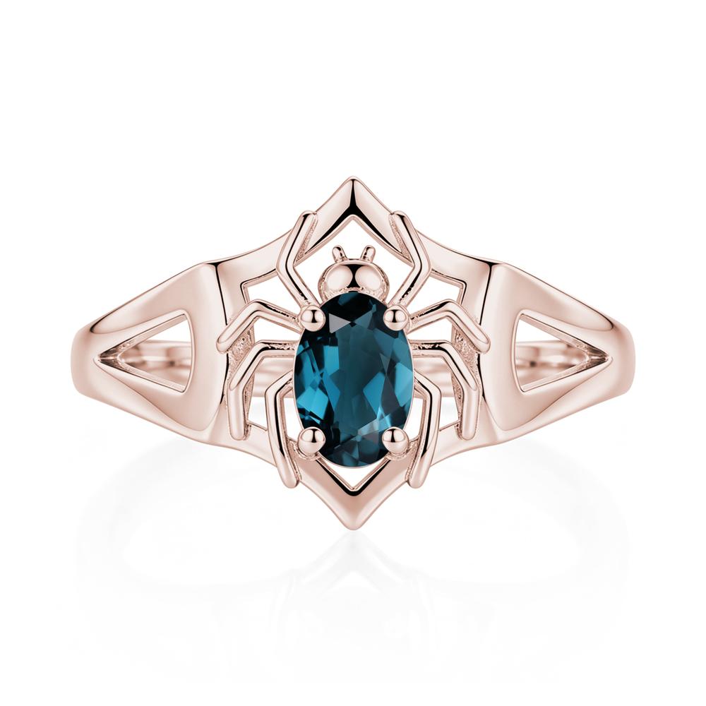 Gothic Rose Quartz Dark Spider Ring - LUO Jewelry #gemstone_London Blue Topaz