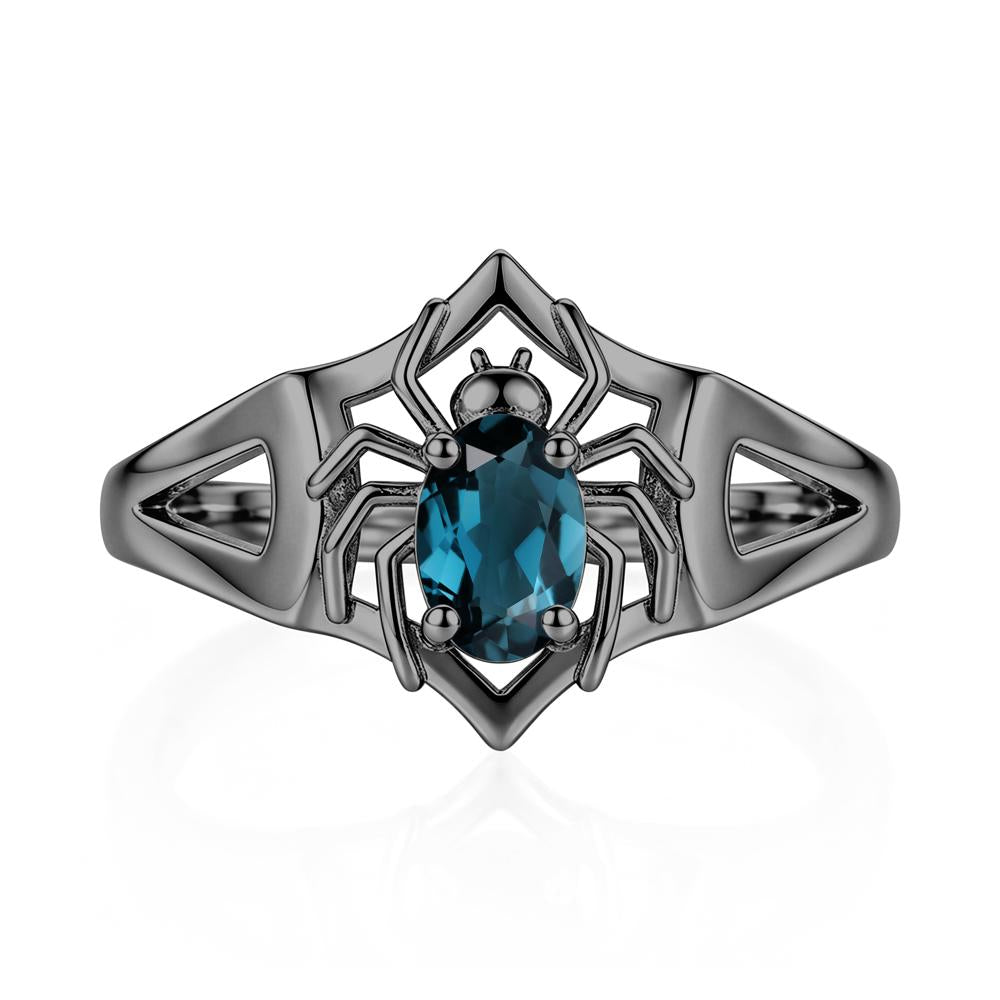 Gothic Rose Quartz Dark Spider Ring - LUO Jewelry #gemstone_London Blue Topaz