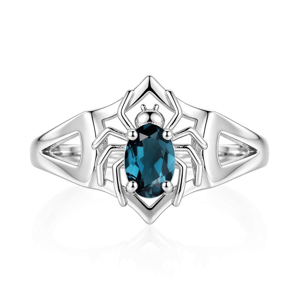 Gothic Rose Quartz Dark Spider Ring - LUO Jewelry #gemstone_London Blue Topaz