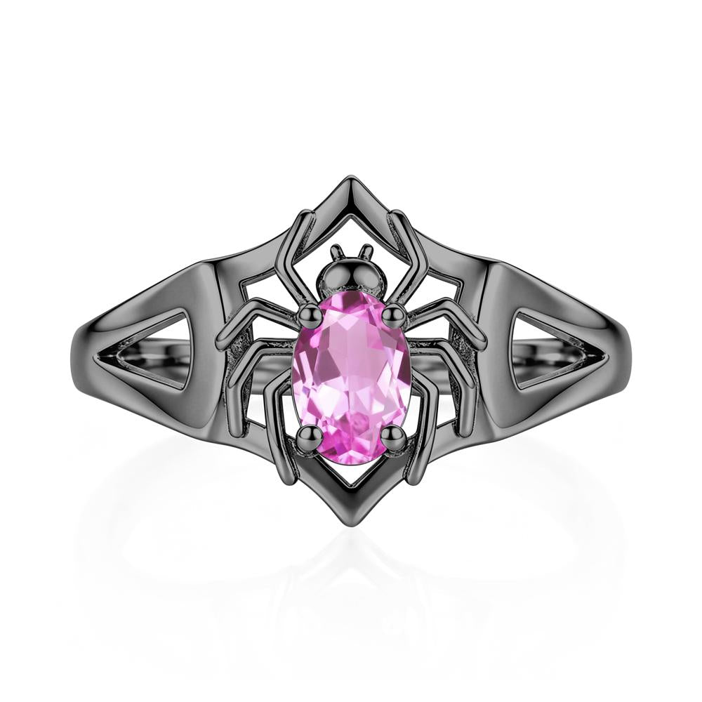 Gothic Rose Quartz Dark Spider Ring - LUO Jewelry #gemstone_Pink Sapphire