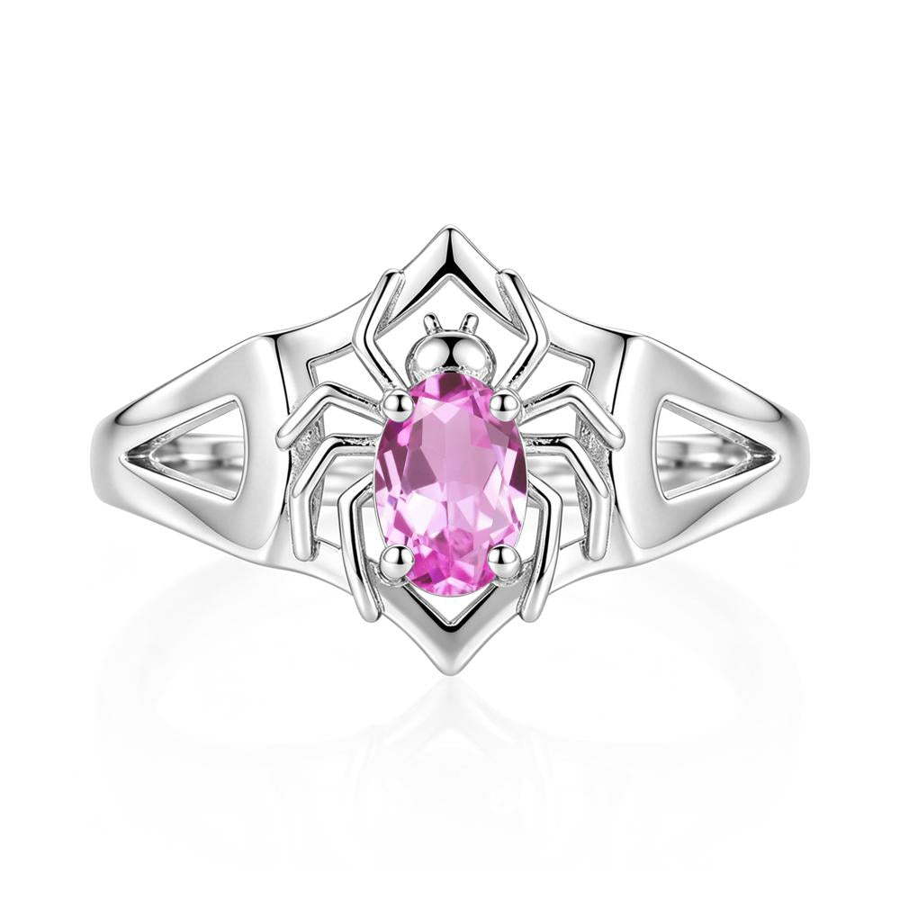 Gothic Rose Quartz Dark Spider Ring - LUO Jewelry #gemstone_Pink Sapphire