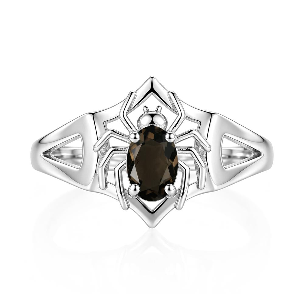 Gothic Rose Quartz Dark Spider Ring - LUO Jewelry #gemstone_Smoky Quartz